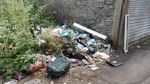 A pile of rubbish bags.